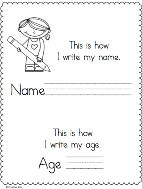 Write My Name And Age Page