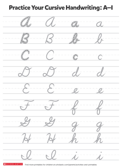 Free Printables Cursive Writing