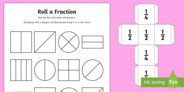 Year 1 Roll A Fraction Worksheet   Worksheet