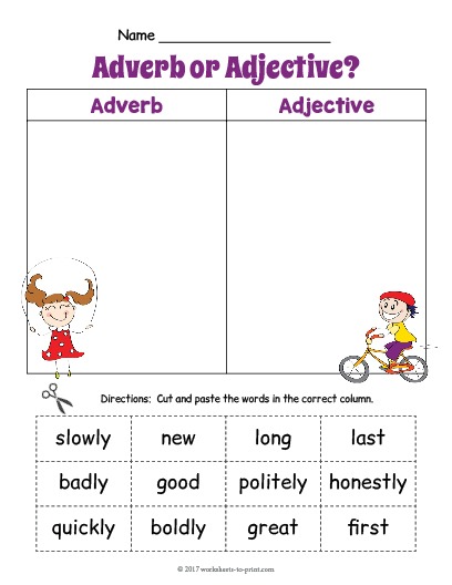 Adjective Adverb Sort