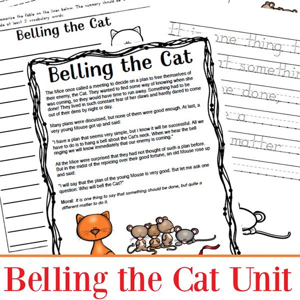 Aesop Fables Worksheets Packet  Belling The Cat Printables
