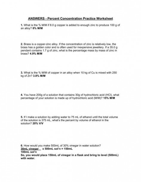 Worksheets On Solution Concentration