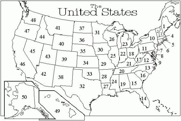 Blank Map Of United States Numbered