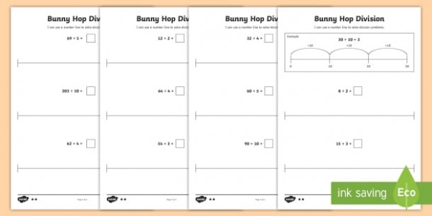 Bunny Hop Division By 2 3 4 5 10 Differentiated Worksheet   Worksheets
