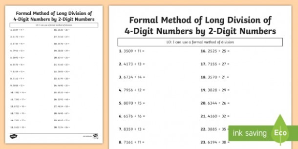 Bus Stop Method Formal Division Of 4 Digit Numbers By 2 Digit Numbers