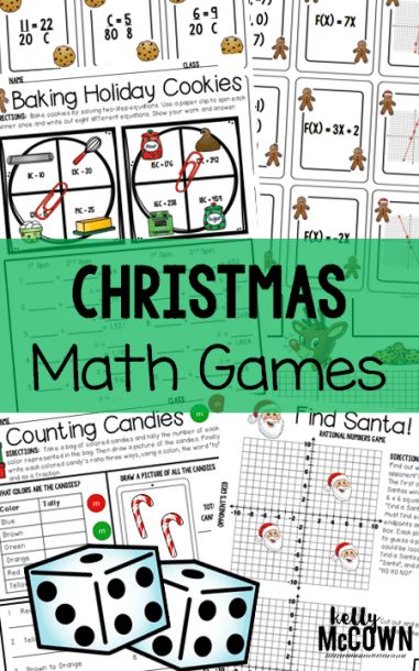 Christmas Math Games For Middle School Math  Grade 6  7    8