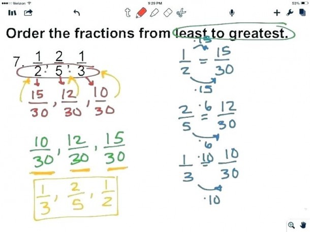 Comparing Fractions Least To Greatest