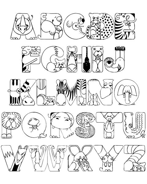 Crazy Zoo Alphabet Coloring Pages