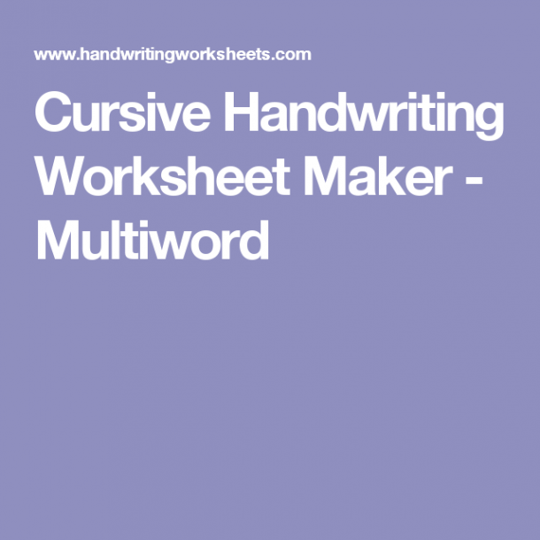 Cursive Handwriting Worksheet Maker