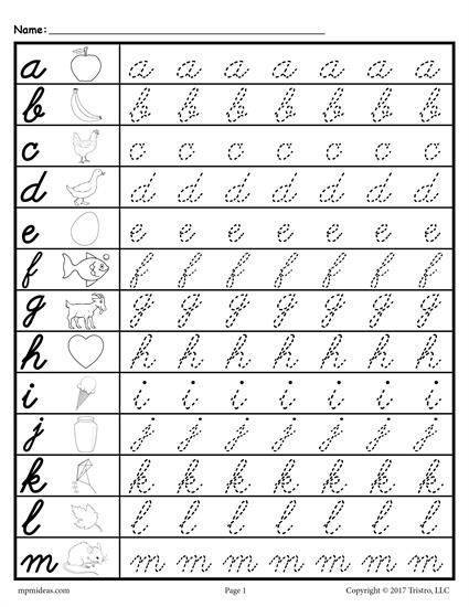 Cursive Lowercase Letter Tracing Worksheets