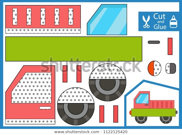 Cut Glue Paper Truck Car Kids Stock Vector  Royalty Free  1122125420