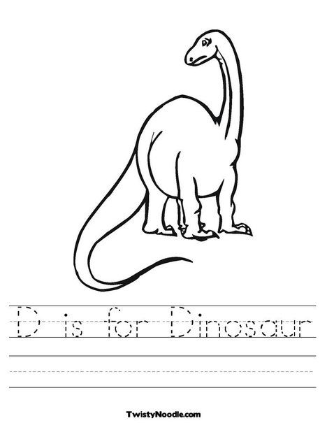 D Is For Dinosaur Worksheet From Twistynoodle Com