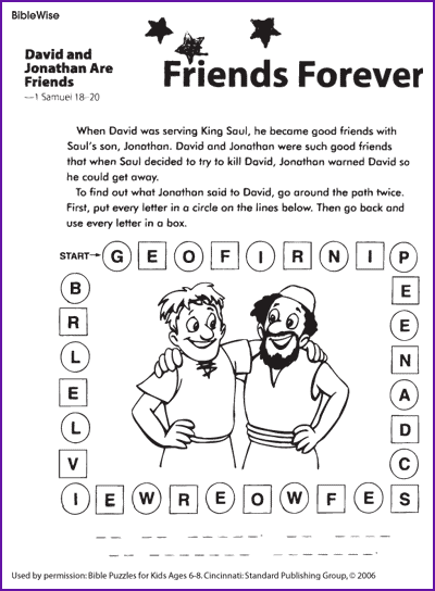 David And Johnathan S Friendship Activity Sheet