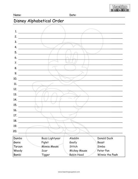 Disney Worksheets
