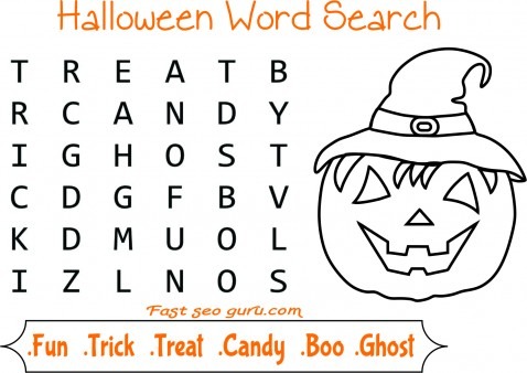 Easy Halloween Word Search For Kids