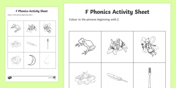 F Phonics Colouring Worksheet   Worksheet