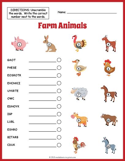 Free  Farm Animals Vocabulary Worksheet