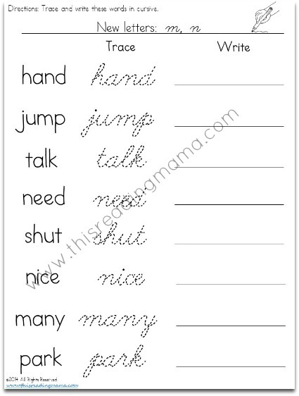 Free Cursive Handwriting Worksheets