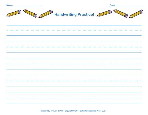 Free Handwriting Practice Paper For Kids Blank Templates