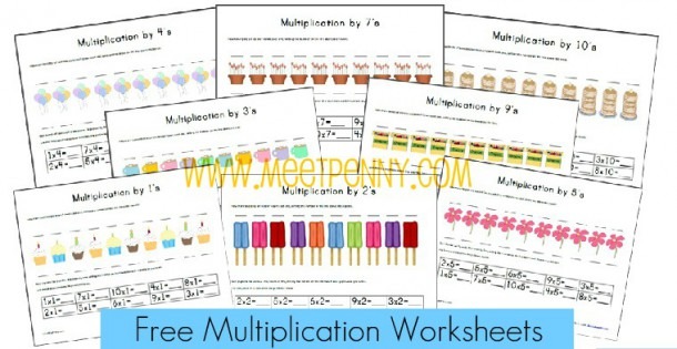 Free Multiplication Worksheets   Fact Cards  With Visual Cues