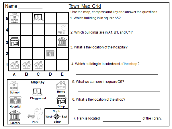 Geography  Map Grid Worksheets