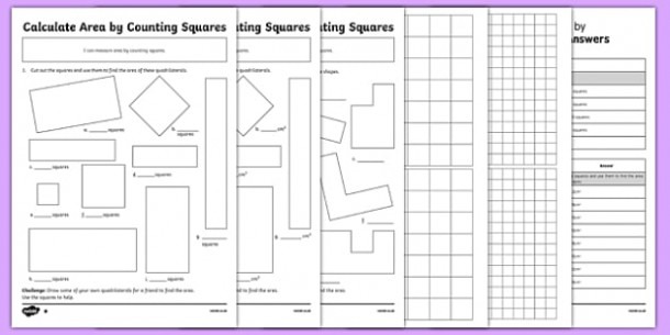 Grade 4 Calculate Area By Counting Squares Worksheet   Worksheet Pack