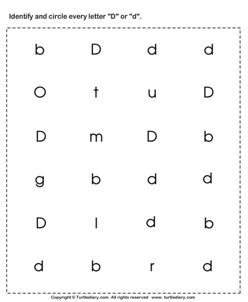 Identifying Lowercase And Uppercase Letter D Worksheet