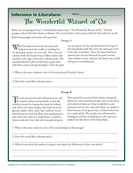 Inference In Literature  The Wizard Of Oz