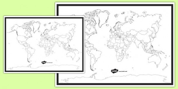 Ks1 Ks2 Blank World Map  Teacher Made