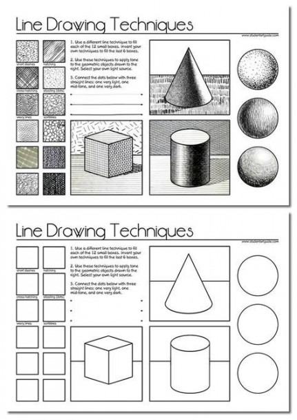 Art Line Drawing Techniques Worksheets