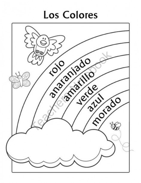 Los Colores Spanish Colors Rainbow Coloring Page From Miss Mindy