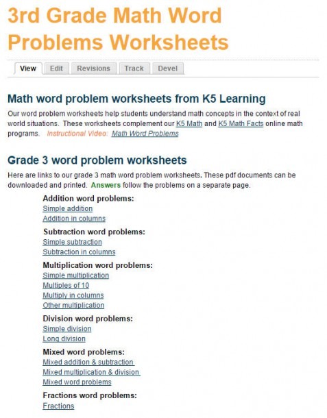 Math Word Problem Worksheets For Grade 3 Students