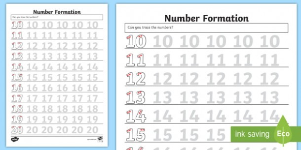 Number Formation 10 To 20 Worksheet