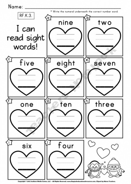 Number Word Worksheets For Kindergarten   Common Worksheets Number