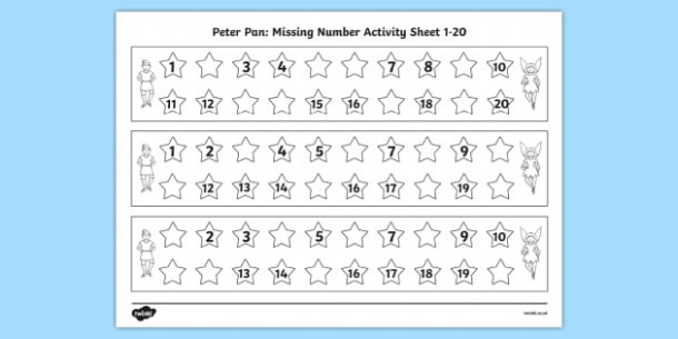 Peter Pan Missing Number Worksheet 1