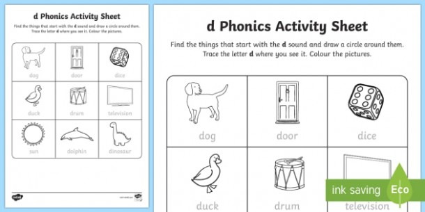 Precursive  D  Phonics Worksheet