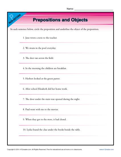 Prepositions And Objects