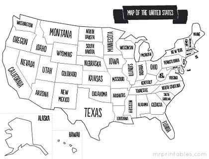 Printable Map Of Usa With States Names  Also Comes In Color  But