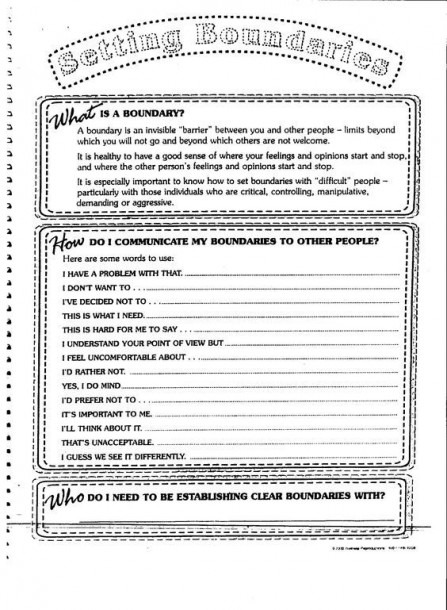 Setting Boundaries Worksheet  Boundaries  Healthyrelationships