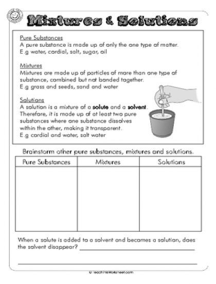 Solutes And Solvents Worksheet