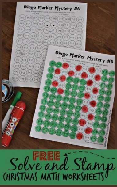 Solve And Stamp Christmas Math Worksheets