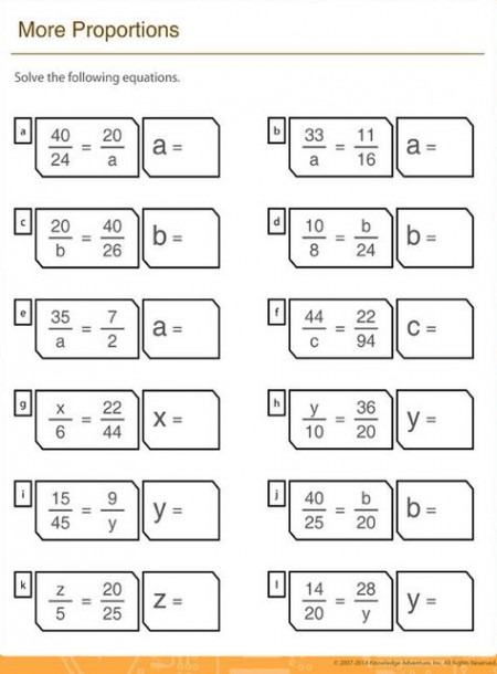 Solve The Missing Proportion   Math  Printable  Worksheets For