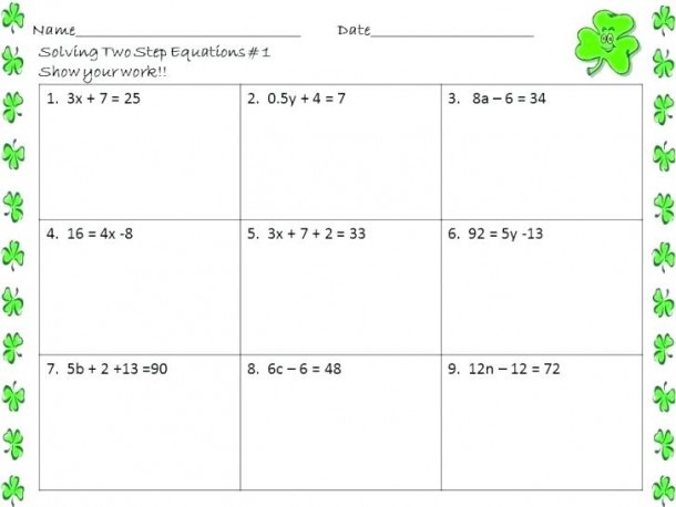 Solving 2 Step Equations Worksheet 7th Grade