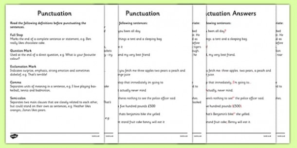 Spag Punctuation Worksheets