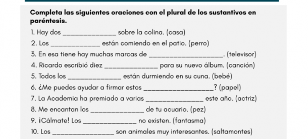 Spanish Worksheets