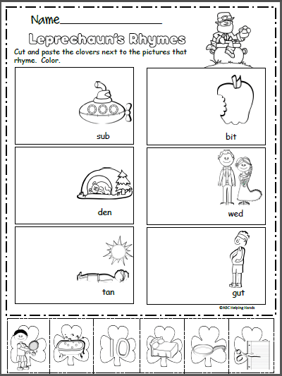 St  Patrick S Day Rhyming Worksheet