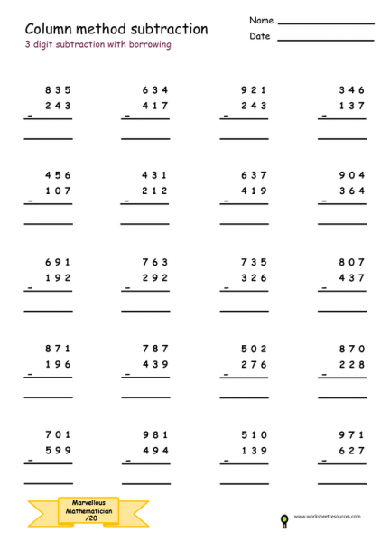 Printable Column Worksheets