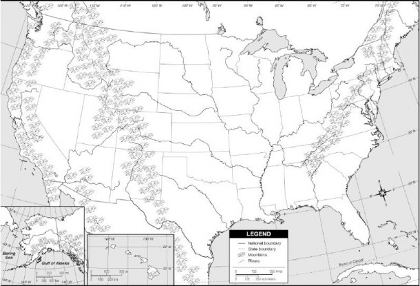 Us Physical Map Blank