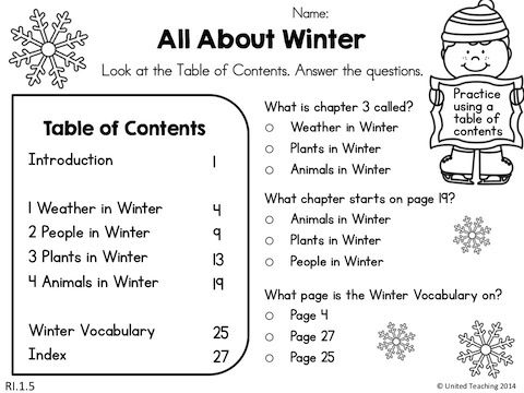Winter Literacy Worksheets  1st Grade