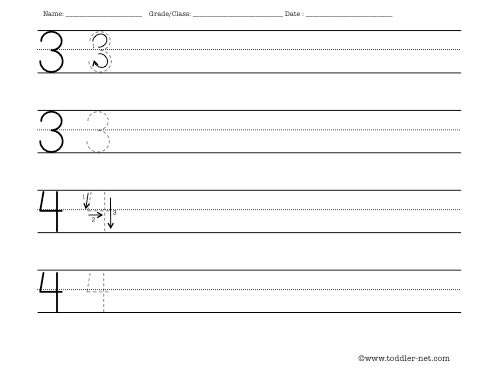Worksheet To Practice Writing Numbers 3 And 4